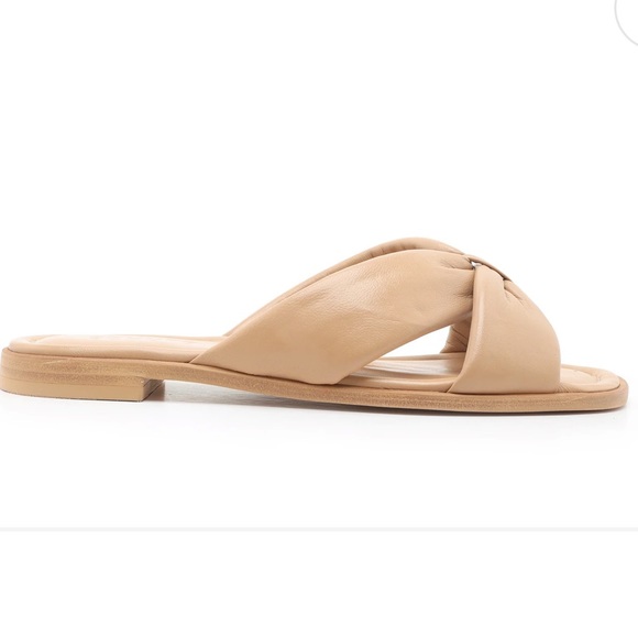 NIB Schutz Fairy Puffer Honey Beige Leather Nude Flat Sandals Slide 9 SOLD OUT! - Picture 7 of 12